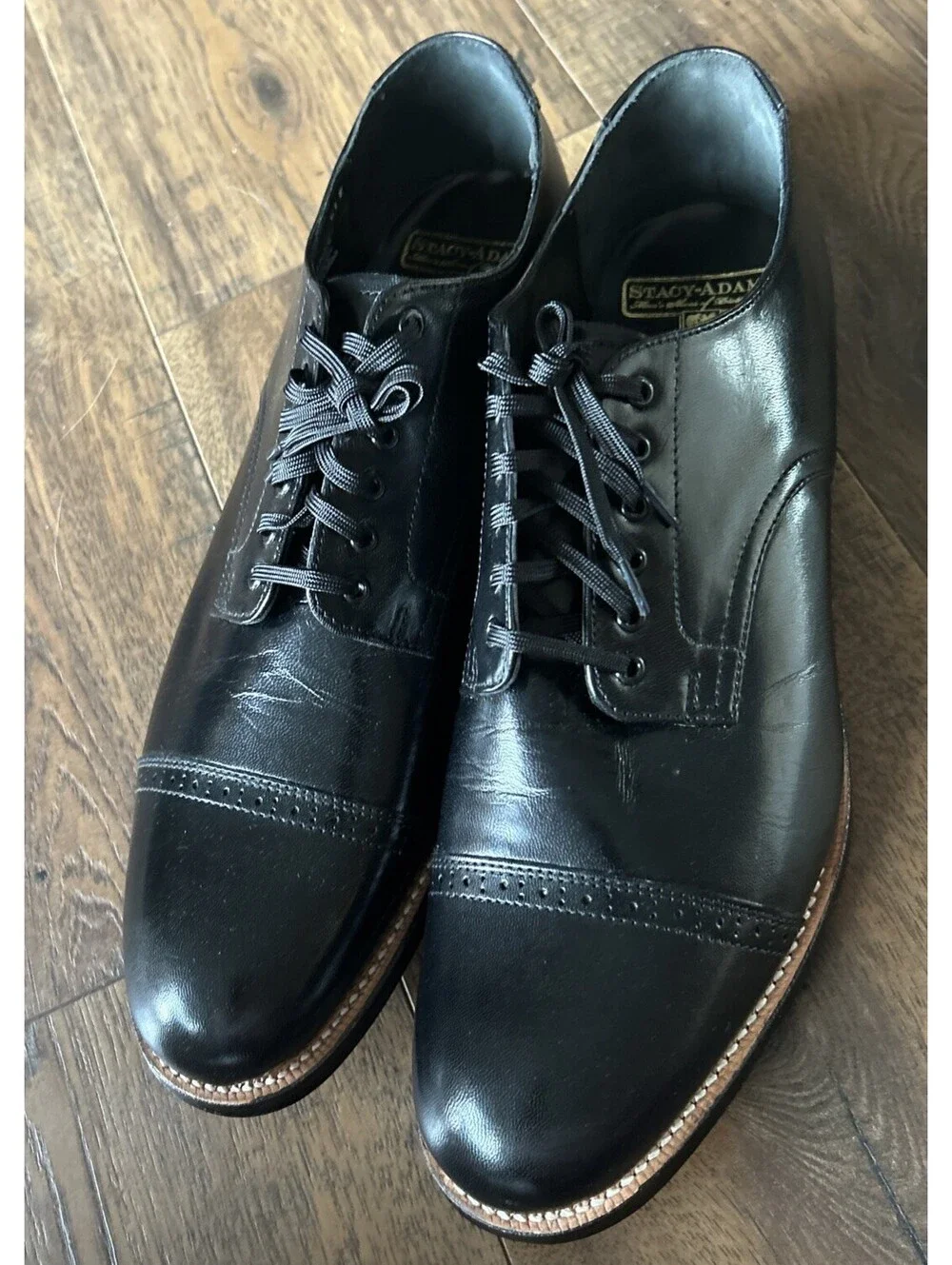 Stacy Adams Men’s Oxford Madison Cap Toe Size 11 E New In Box NIB Black Dressy - Picture 4 of 15